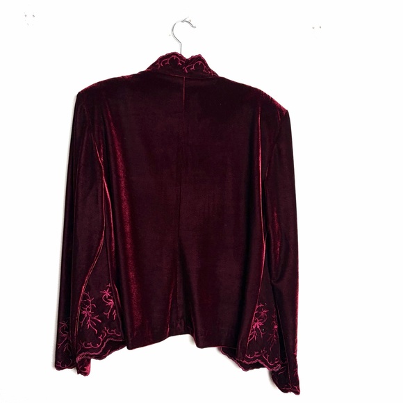 Vintage Velvet Embroidered Blazer Burgundy sz M L regency gothic victorian - Picture 3 of 4